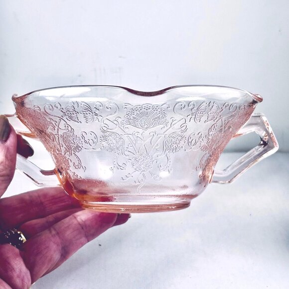 Pink Life Vintage Florentine No.1 Pink Depression Glass Bowl • Hazel-Atlas 1930s - Picture 7 of 8